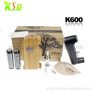 Top-seller K600 wood Mod ecigs kit Needs 18650 Battery